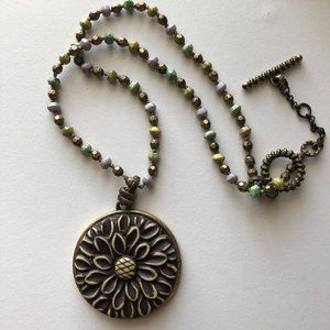 Lia Sophia Medallion Necklace with Beaded Chain
